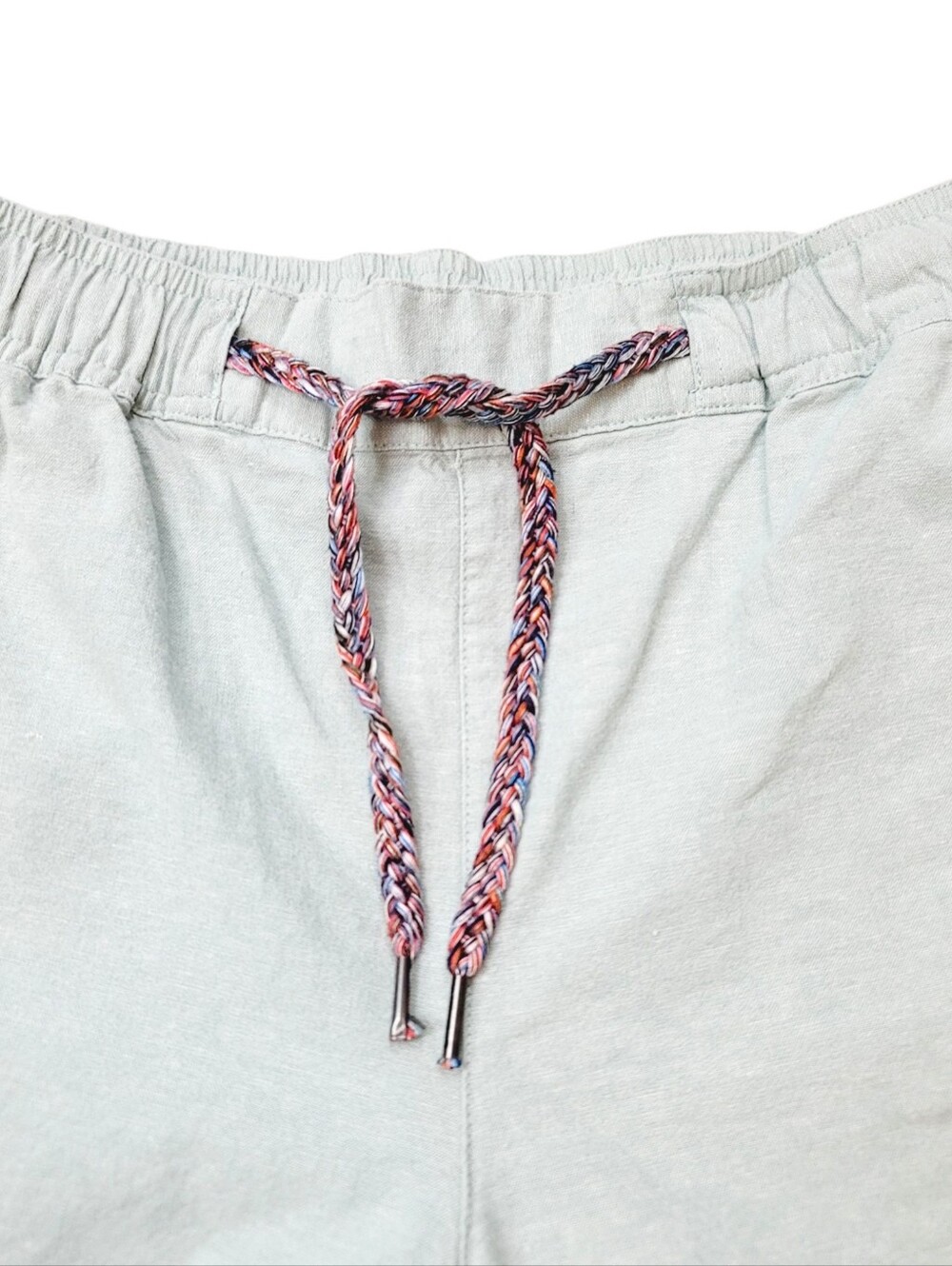 Eddie Bauer Linen-Blend Pull-On Cuffed Drawstring Utility Shorts in Mint Size M - Picture 4 of 9